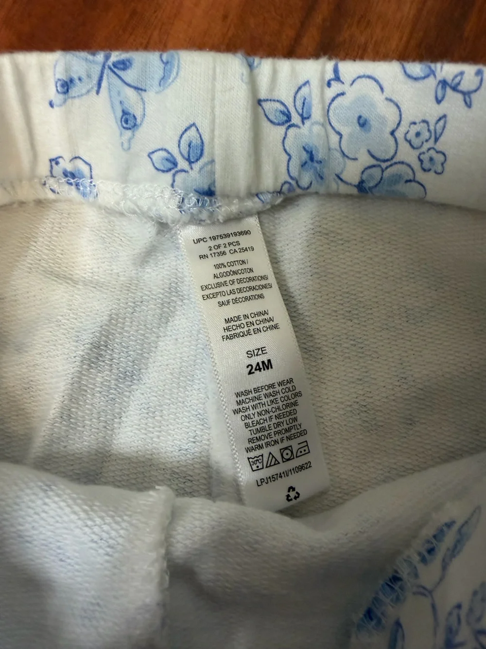 Little Me Cream and Blue Floral Baby Lounge Set